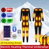 Tuta intima termica invernale Alimentata a batteria USB Riscaldata elettrica Fodera in pile Fodera termica da sci Pantaloni Controllo intelligente della temperatura 231229