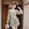 Damenbadebekleidung 2024 Japanisch Koreanisch Einteiler Konservativ Langarm Blume Slim Open Back Spring Resort