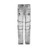 R69 Wash Vintage Raw Jeans for Men Hip Hop Cargo Jeans Y2k Men's Jeans Heavyweight Denim Gray Black 240102