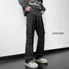 Men's Pants 2024 Slim Fit Straight-Leg Casual Cargo Black Trousers