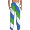 Mäns Sleepwear Sierra Leone Flag 3D Casual Pama Pants Drawstring Pockets Sleep Bottoms 2024 Man Tryckt Löst raka byxor