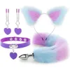 Anal Sex Toys Fox Tail Butt Plug Sexy En Peluche Chat Oreille Bandeau Avec Cloches Collier Ensemble Jouets De Massage Pour Les Femmes Couples Cosplay 240102