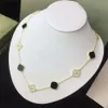 Collar de trébol con 10 motivos Collares de diamantes Diseñador de joyas de lujo para mujeres Oro de 18 quilates Chapado en plata Collar de trébol de 4/cuatro hojas