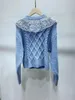 Cárdigan de punto para mujer, suéter de punto de manga larga con encaje bordado de principios de primavera 2024