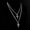 Colares de pingente ALLICEONYOU Iced Out Ankh Hip Hop Cruz Colar Jewery Set Cadeia Cubana Mulheres Presente Link Feminino Shiny5931213