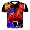 Dżinsy 17 Letnia załoga szyi męska gwiaździsta wilk cyfrowe koszulki z nadrukiem 3D Casual Coyote Wzór krótkiego rękawy Sports Tshirty Szybkie sucha