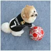 Sublimación en blanco Ropa para perros Primavera Otoño Mascotas Perros Camiseta Negro Portugal Camiseta de fútbol Equipo Ronaldo Drop Entrega DH2HX