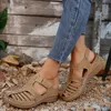 Plus size dames sandalen bowhead uitgeholde uitgelaten één lijn gevlochten gesp buckle hook lus vintage zomer slippers dames gladiator schoenen maat 36-43