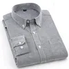 Весенне-осенняя мужская рубашка Оксфорд, рубашка из хлопчатобумажной ткани с длинным рукавом, однотонная рубашка поло, деловой повседневный топ 240102