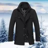 Men's Trench Coats Winter Wool Jacket Men Casual Thicken Stand Collar Mens Windbreaker Overcoat Woolen Coat 4XL