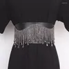 Bälten bling strass Tassel Women Belt Fashion Crystal Decoration Elasticband All Match for Dress