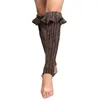 Women Socks Women's Knit Contrast Color Over Knee Ruffle Stocking Boot