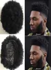 Män hårsystem peruk super full tunn hud afro hår Toupee jet svart färg 1 brasiliansk jungfru remy mänsklig hår ersättare för män4013204