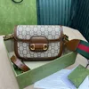 Prawdziwy Cowhide Horsebit 1955 ramię na płótnie torby retro siodle torebka klasyczna neo vintage crossbody torebki torebki lady sprzęgło mini torba koni koni torebka