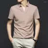 Polos masculinos verão fino homens sólidos manga curta polo camisas roupas coreanas moda masculina camiseta básica respirável esportes soltos tops casuais