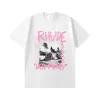 Rhude T-shirt Summer Designer Men T Shirts Tops Letter Print Shirt Mens Women Clothing Short Sleeved S-XL Tshirts Fashions Brands