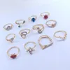 Cluster Ringen 10 stks/partij Mode Kleurrijke Strass Kristal Voor Vrouwen Mix Stijl Vergulde Bruiloft Verlovingsring Vrouwelijke Sieraden Gift