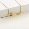 Pendant Necklaces Personalized Gold Color "Princess" Name Necklace Stainless Steel Letter Pandent Jewelry For The Daughter Birthday Gift