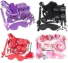 Massagem 10 pcsset produtos exóticos sexy para adultos jogos couro bondage bdsm kits algemas brinquedos sexy chicote mordaça feminino sexy accesso6935403