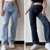 Frauen Jeans Hosen Weibliche Große Größe Boyfriend Jean Frauen Y2k Hohe Taille Mom Ripped 2024 Gerade Hosen