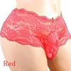 Mutande da uomo mutandine di pizzo sexy vita media slip trasparenti senza cuciture intimo gay maschio tinta unita traspirante mutande lingerie erotica