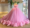 Pink Princess Quinceanera Dresses Sleeves Appliques Strapless Sweet 15 Dress Prom Pageant Vestidos Floral Ball Gowns YD 328 328