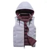 Gilet da uomo Gilet invernale Gilet senza maniche in cotone Uomo Casual Piumino con cappuccio Cappotti staccabili Gilet caldo Top Capispalla