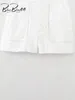 Женские шорты BlingBlingee, лето 2024, женские белые свободные женские короткие брюки с вышивкой и молнией сбоку с высокой талией Y2K