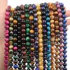 Perles Perles en pierre naturelle Multicolor Tiger Eye Loose Spacer Perles pour faire des bracelets Bijoux ACCESSOIRES DIY Pick Taille 4/6/8/10 / 12mm