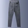 Herfst/winter Heren 2023 Jeans Mid Taille Slim Fit Straight Barrel Grijs Elastisch Borduursel Merk Direct Goods