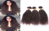 4 ciemnobrązowe perwersyjne kręcone brazylijskie ludzkie włosy splaty 3 wiązki czekoladowe brązowe dziewicze włosy wątki Kinky Curly Bundles D5308516