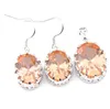 LuckyShine Gioielli per feste di moda Champagne Morganite Gemme Argento Ciondola Orecchini Pendenti Set per le donne039s1743424