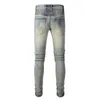 Jeans da uomo High Street Fashion Uomo Retro lavato elastico sottile strappato buco Biker Spliced Designer Hip Hop pantaloni di marca Hombre