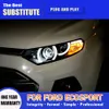 For Ford Ecosport LED Headlight 13-17 Car Accessories Front Lamp DRL Daytime Running Light Dynamic Streamer Turn Signal Indicator