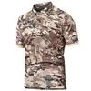 Polos masculinos homens secagem rápida verão camisa polo militar respirável combate do exército tático masculino azul marinho camisas de manga curta S-5XL