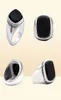 925 Sterling Silver Black Signet Ring For Men Square Agate Aqeeq Rings Turkish Men039s Fashion Jewelry Wedding Anniversary Gift6541183