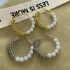 Hoop Earrings 5Pairs Handmade Twisted Pearl Trendy Minimalist Wedding Vintage Party Bridesmaid Gift
