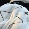 Motif d'étoiles brodées et manteau en coton pour hommes et femmes aux États-Unis, rue décontractée d'hiver portant des vestes de couple épaisses et surdimensionnées 240102