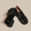 Elbise Ayakkabı Kadın Deri 2024 İlkbahar/Sonbahar İngiliz Tarzı Slip-On Tıknaz Yüksek Moda Lolita Platformu Siyah Mouters