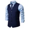 Men's Vests Vest Business Suit Waistcoat Tailored Collar Single Breasted Male Slim Fit Formal Casual Homme