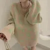 Kobiety swetry jesienne zimowe leniwe styl lampart dzianiny kobiety Koreańskie zagęszczenie ciepły sweter z długim rękawem Kobieta 2024 Modna luźna