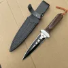 New 440c Blade Ebony Handle Hunting Knife Combat Tactical Military Camping Edc Tool Survival Self Defense Pocket Knife for Men