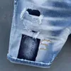 Herenjeans Trendy MotoBiker High Street Casual denimstof shorts Mode Lettergat Spray Painting Short D035