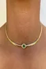 4MM Width Herringbone Chain CZ Evil Eye Charm Choker Necklace Gold Color 2021 New Design Fashion Women Jewelry6478069