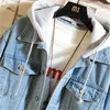 Jackor denimjacka män huva casual man jean jackets streetwear fast color swing down collar wash rockar mens jacktes hatt avtagbar