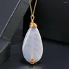 Hängen ShinyGem Barock Natural Agate Pendant Halsband 14K Elektropläterad guldtråd Handgjorda för kvinnor