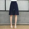 Pantalons d'été pour femmes, grande taille, taille élastique, short en mousseline de soie, Plus 5x jupe ample bleu marine pour filles