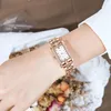 Montres-bracelets en acier bande montre à quartz avec diamants bracelet en or rose carré usage quotidien décontracté pour les femmes