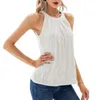 Blusas de mujer Blusa brillante con encanto Lentejuelas Cuello halter Camiseta sin mangas con hombros descubiertos para mujer Ropa de fiesta de club brillante con suave y transpirable