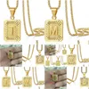 Anhänger Halsketten 26 Buchstaben Englische Initiale Halskette Quadratischer Großbuchstabe Anhänger Halsketten mit Goldkette Frauen Männer Modeschmuck Dhx72